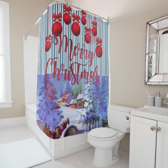 Christmas Shower Curtain, Merry Christmas Shower Curtain (In Situ)