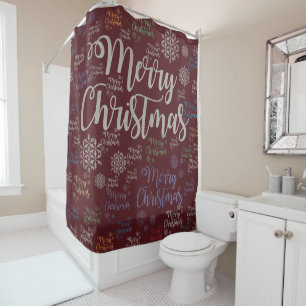 Christmas Shower Curtain, Merry Christmas Shower Curtain