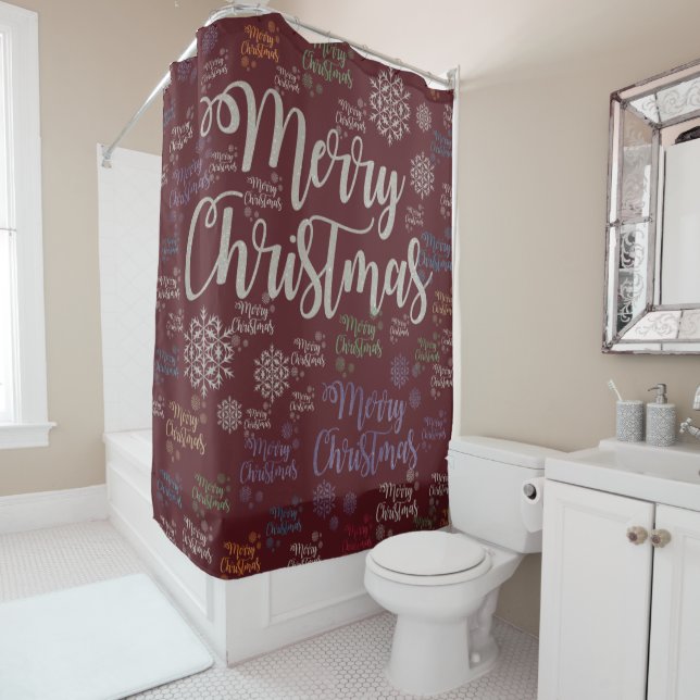 Christmas Shower Curtain, Merry Christmas Shower Curtain (In Situ)