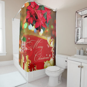 Christmas Shower Curtain, Merry Christmas Shower Curtain