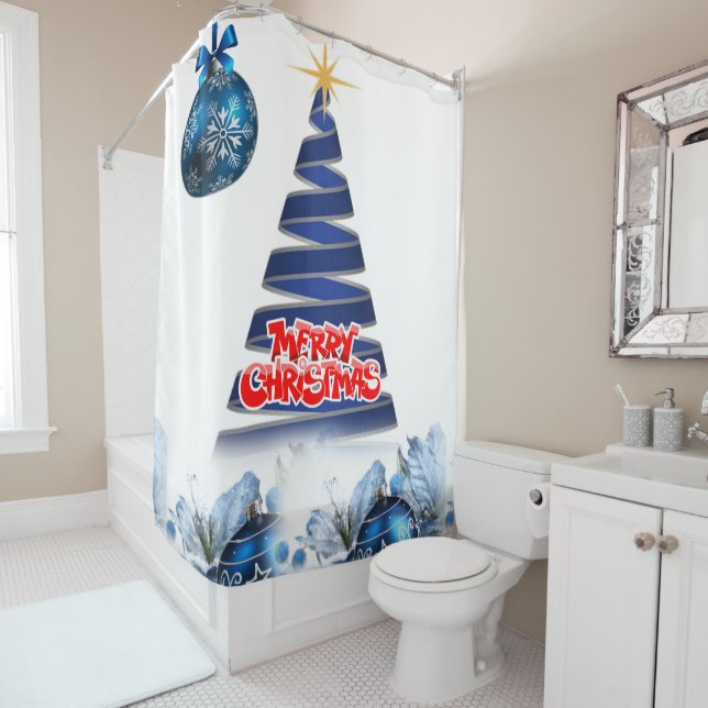 Christmas Shower Curtain, Merry Christmas Shower Curtain (In Situ)