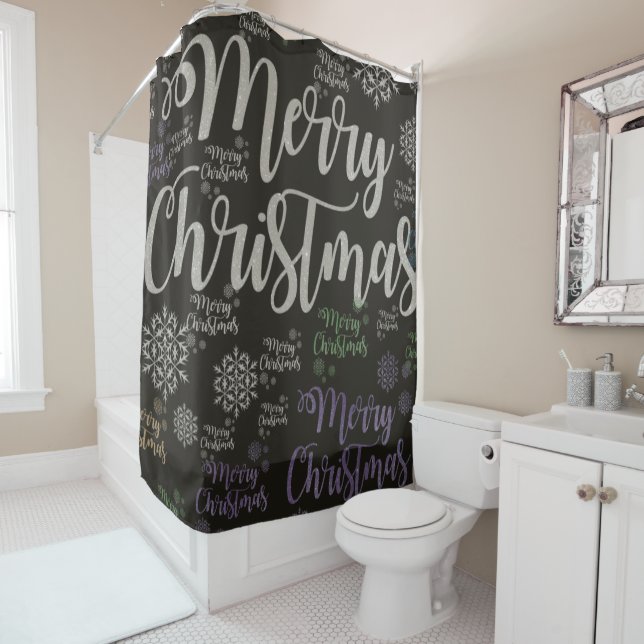 Christmas Shower Curtain, Merry Christmas Shower Curtain (In Situ)