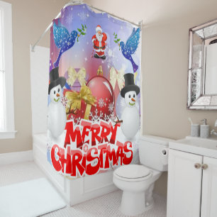 Christmas Shower Curtain, Merry Christmas Shower Curtain