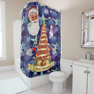 Christmas Shower Curtain, Merry Christmas Shower Curtain