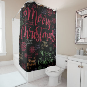 Christmas Shower Curtain, Merry Christmas Shower Curtain