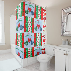 Christmas Shower Curtain, Merry Christmas Shower Curtain