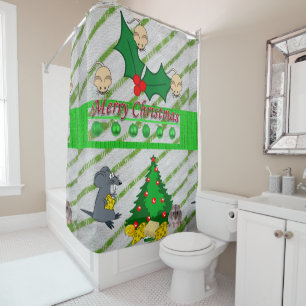 Christmas Shower Curtain, Mice Curtain