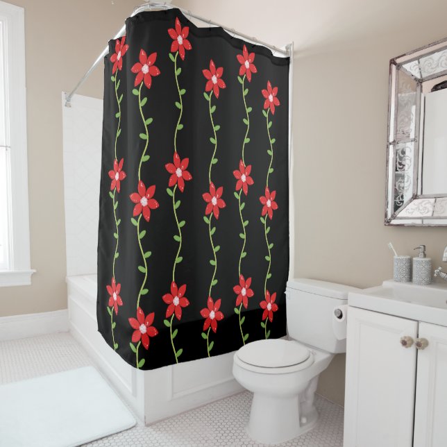 Christmas Shower Curtain Poinsettia  (In Situ)