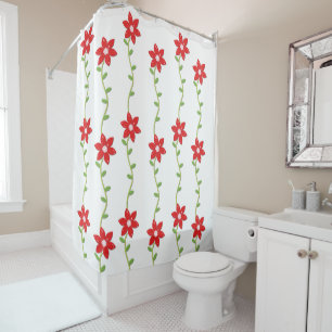 Christmas Shower Curtain Poinsettia 