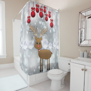 Christmas Shower Curtain, Reindeer Curtain