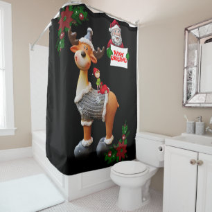 Christmas Shower Curtain, Reindeer Curtain