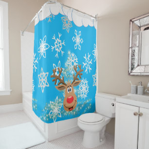 Christmas Shower Curtain, Reindeer Curtain