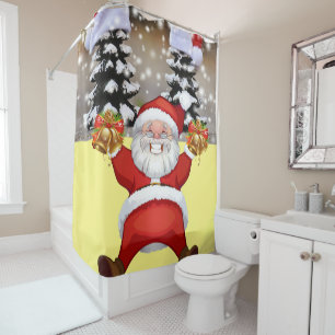 Christmas Shower Curtain, Santa Curtain