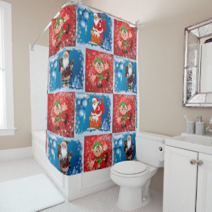 Christmas Shower Curtain, Santa Curtain