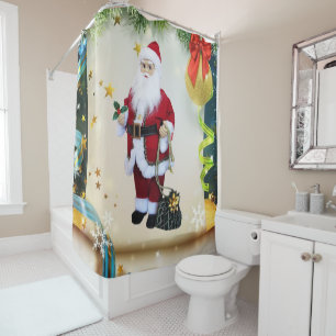 Christmas Shower Curtain, Santa Curtain