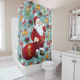 Christmas Shower Curtain, Santa Curtain