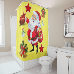 Christmas Shower Curtain, Santa Curtain