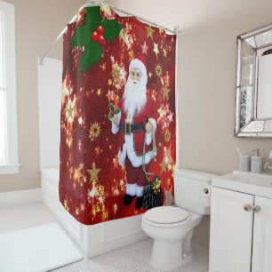Christmas Shower Curtain, Santa Curtain