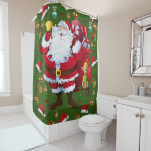 Christmas Shower Curtain, Santa Curtain