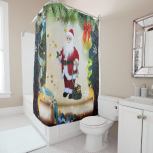 Christmas Shower Curtain, Santa Curtain