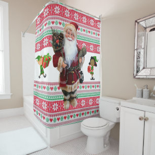 Christmas Shower Curtain, Santa Curtain