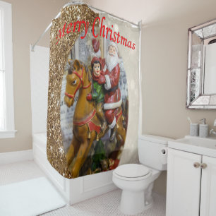 Christmas Shower Curtain, Santa Curtain