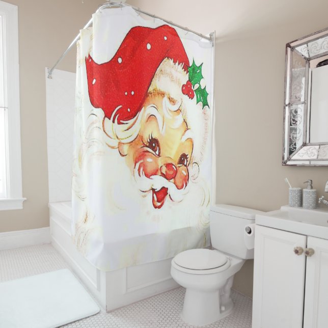 Christmas Shower Curtain, Santa Shower Curtain (In Situ)