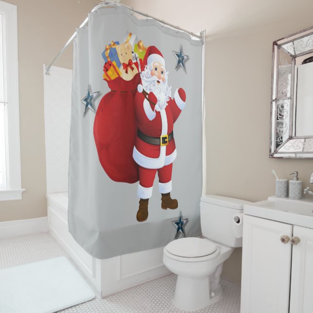 Christmas Shower Curtain, Santa Shower Curtain (In Situ)