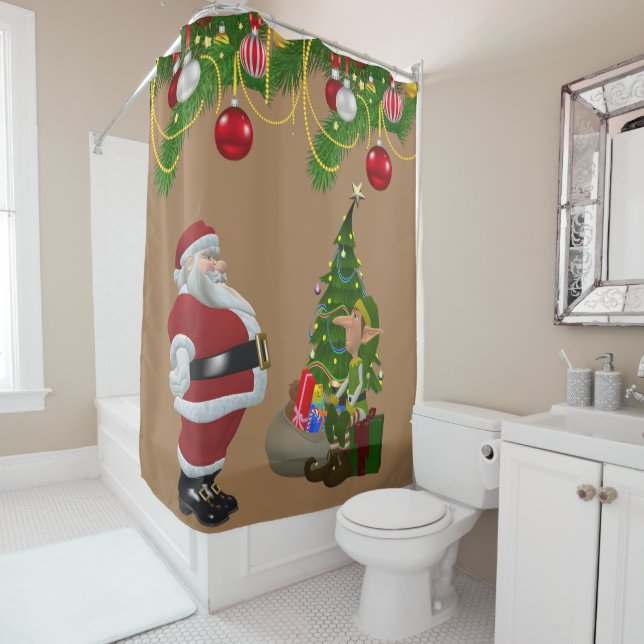 Christmas Shower Curtain, Santa Shower Curtain (In Situ)
