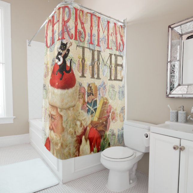 Christmas Shower Curtain, Santa Shower Curtain (In Situ)