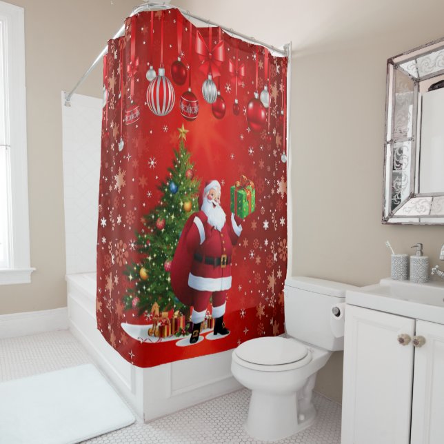 Christmas Shower Curtain, Santa Shower Curtain (In Situ)