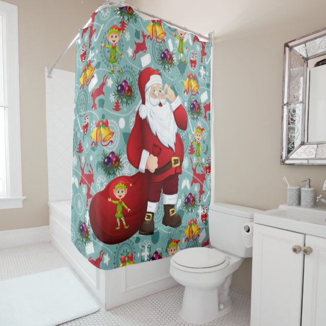 Christmas Shower Curtain, Santa Shower Curtain (In Situ)
