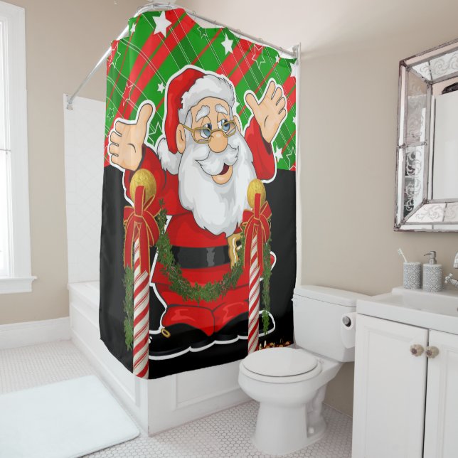 Christmas Shower Curtain, Santa Shower Curtain (In Situ)