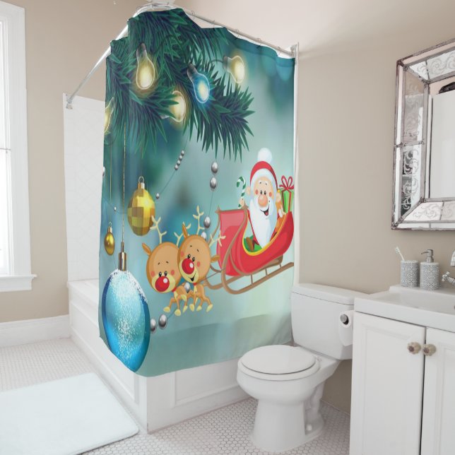 Christmas Shower Curtain, Santa Shower Curtain (In Situ)