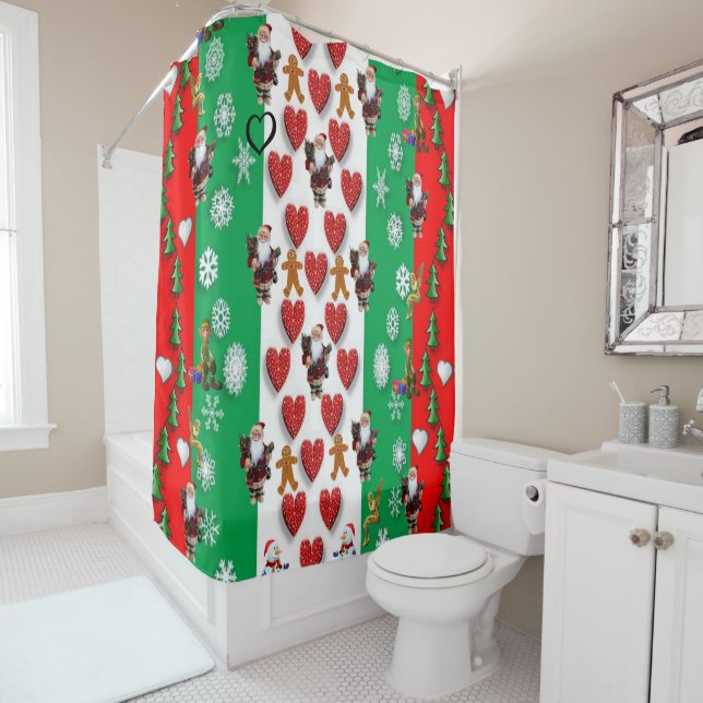 Christmas Shower Curtain, Santa Shower Curtain (In Situ)
