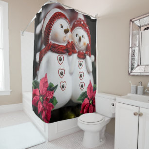 Christmas Shower Curtain, Snowman Curtain