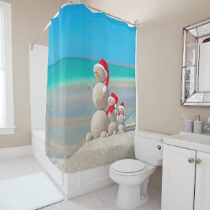 Christmas Shower Curtain, Snowman Curtain