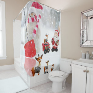 Christmas Shower Curtain, Snowman Curtain