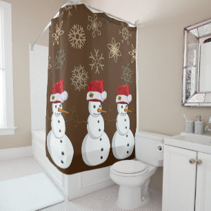 Christmas Shower Curtain, Snowman Curtain