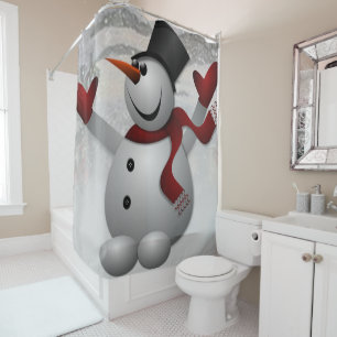 Christmas Shower Curtain, Snowman Curtain