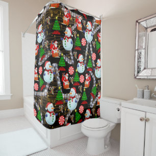 Christmas Shower Curtain, Snowman Curtain