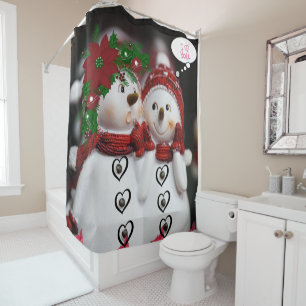 Christmas Shower Curtain, Snowman Curtain
