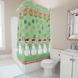 Christmas Shower Curtain, Snowman Curtain