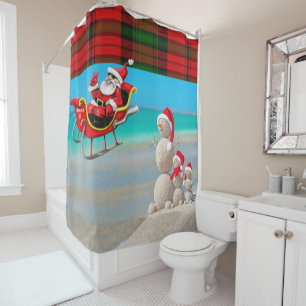 Christmas Shower Curtain, Snowman Curtain