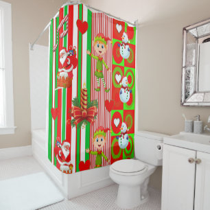 Christmas Shower Curtain, Snowman Curtain