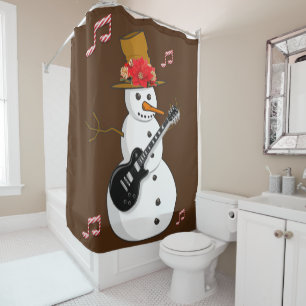 Christmas Shower Curtain, Snowman Curtain