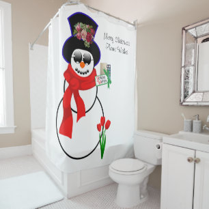 Christmas Shower Curtain, Snowman Iphone Shower Curtain