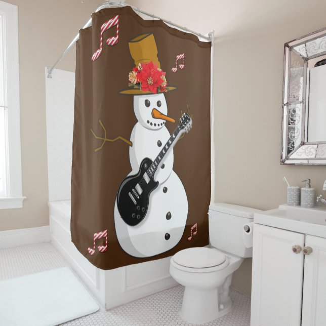 Christmas Shower Curtain, Snowman Shower Curtain (In Situ)