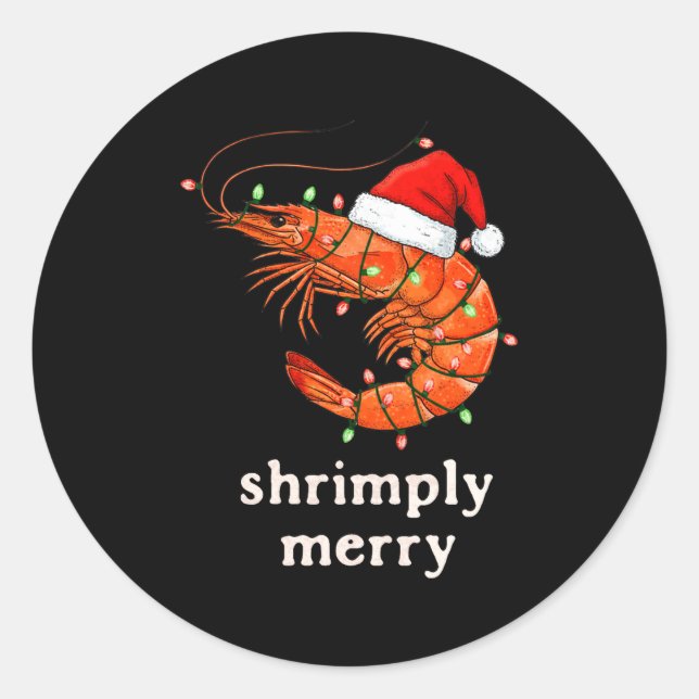 Christmas Shrimp Holiday Shrimply Merry Funny Fest Classic Round Sticker (Front)
