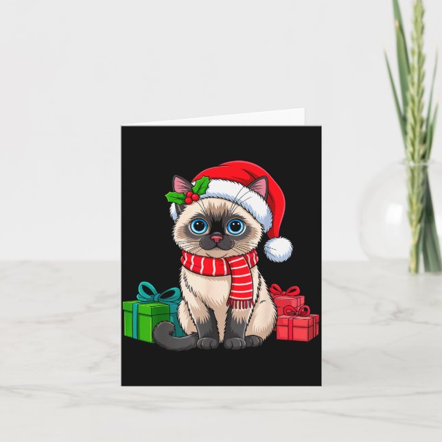 Christmas Siamese Cat Holiday Kitten Xmas Men Wome Card (Front)